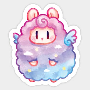 aurora sheep alpaca fluffy cuteness pastel pink sky alpacasso Sticker